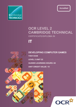 Level 2 - Unit 22 - Developing computer games