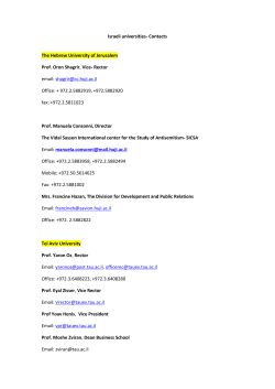 Israeli universities- Contacts The Hebrew University of Jerusalem