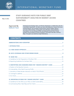 Staff Guidance Note for Public Debt Sustainability Analysis in