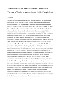 Alfred Marshall on familial economic behaviour