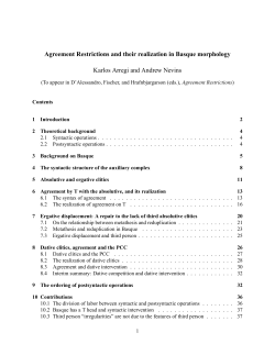 Agreement Restrictions and their realization in - LingBuzz
