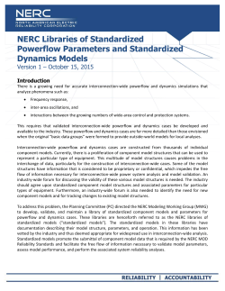 NERC Library of Standardized Dynamic Models