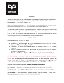 Next Steps The RAG U16 programme will see all players return to