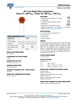 30LVS Series AC Line Rated Disc Capacitors Class X1, 400 VAC
