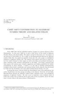 cah˙it arf`s contribution to algebraic number theory and related fields
