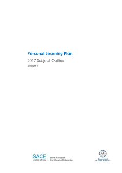 Personal Learning Plan Subject Outline for teaching in 2017