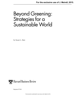 Beyond Greening: Strategies for a Sustainable World