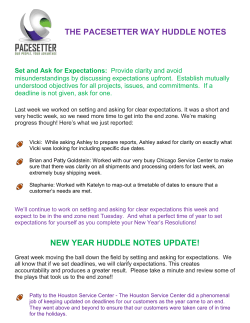 THE PACESETTER WAY HUDDLE NOTES Set and Ask for