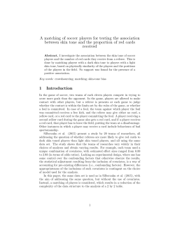 A matching of soccer players for testing the association between