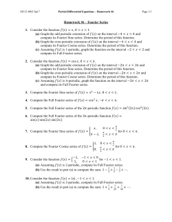 Fourier Series 1. Consider the function