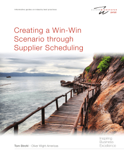 Creating a Win-Win Scenario through Supplier Scheduling