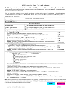NCIC Protection Order File Brady Indicator