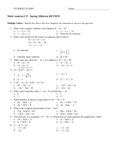 STUDENT`S COPY Name: Math Analysis CP