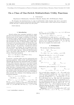 On a Class of One-Switch Multiattribute Utility Functions