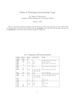 Tables of Tautologies from Symbolic Logic