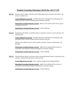 Student Learning Outcomes (SLO) for ACCT 125