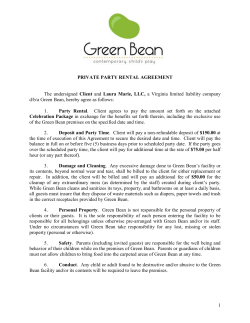 private party space rental greement - Green Bean