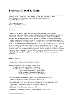 Professor David J. Hand - Imperial College London