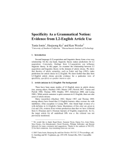 Specificity As a Grammatical Notion: Evidence from L2