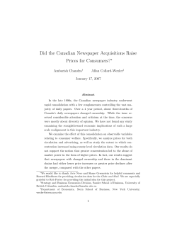 Did the Canadian Newspaper Acquisitions Raise Prices for