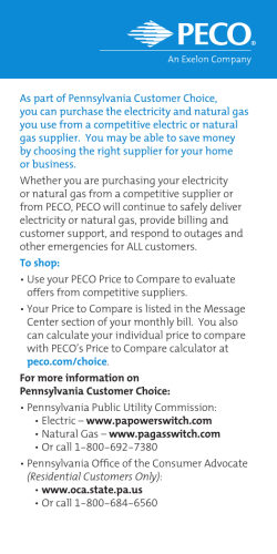 As part of Pennsylvania Customer Choice, you can