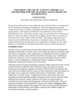 exploring the use of activity theory as a framework for the