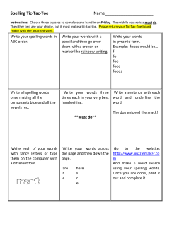 Spelling Tic Tac Toe - Center Grove Schools