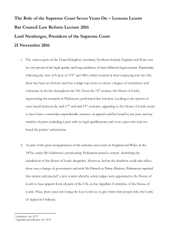 Lord Neuberger gives the Bar Council Law Reform Lecture 2016
