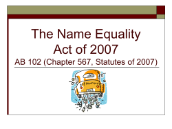 The Name Equality Act of 2007 AB 102