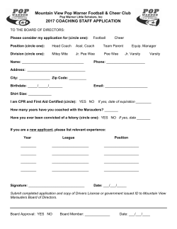 2017 Coaches Application - Mountain View Marauders