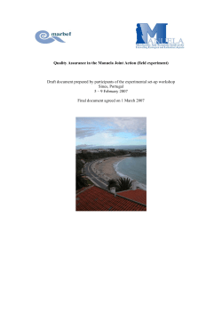 Quality Assurance in the Manuela Joint Action (field
