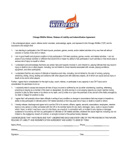 Player Waiver, Release of Liability and Indemnification Agreement