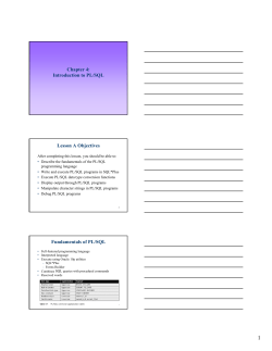 Chapter 4: Introduction to PL/SQL Lesson A Objectives