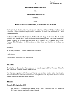 MINUTES OF THE PROCEEDINGS at the Twenty