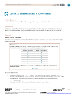 Lesson 12: Linear Equations in Two Variables