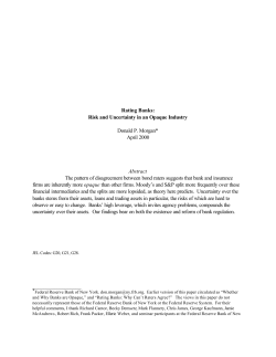 Rating Banks: Risk and Uncertainty in an Opaque Industry