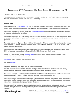 Taxpayers, 401(K)Investors Win Two Cases: Business of Law (1)