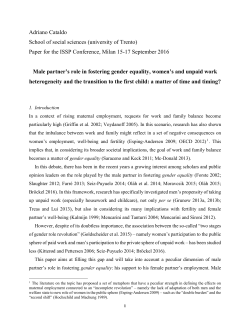 Male partner`s role in fostering gender equality, women`s and