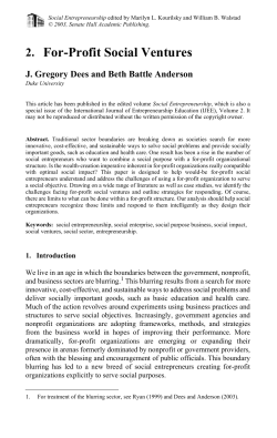 2. For-Profit Social Ventures