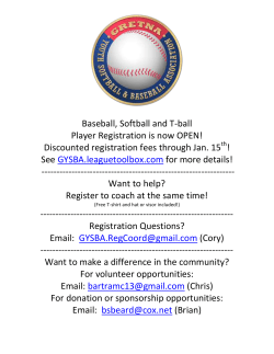 Baseball, Softball and T-ball Player Registration is now OPEN