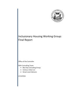 Inclusionary Housing Working Group: Final Report