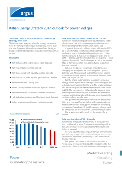 Italian Energy Strategy 2017: outlook for power and gas