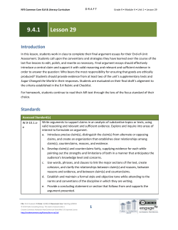 Grade 9 ELA Module 4, Unit 1, Lesson 29