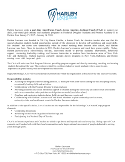 Harlem Lacrosse seeks a part-time AmeriCorps Coach Across