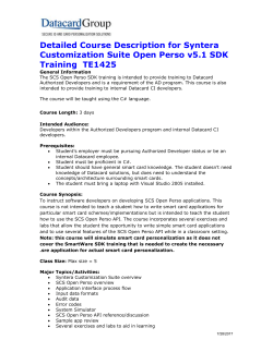 Syntera Customization Suite Open Perso v5.1 SDK TE1425