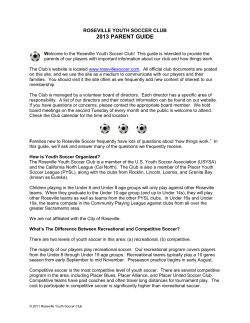 2014 Parent Guide - Roseville Youth Soccer Club
