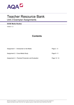 GCSE Media Studies Exemplar Unit 02 - Assignments