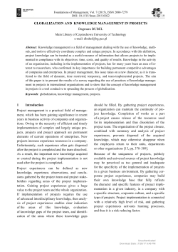 GLOBALIZATION AND KNOWLEDGE MANAGEMENT