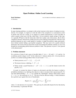 Open Problem: Online Local Learning