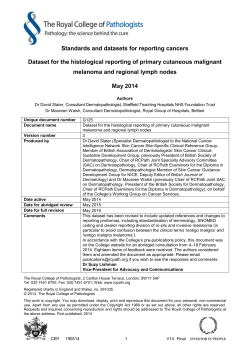 Dataset for the histological reporting of primary cutaneous malignant